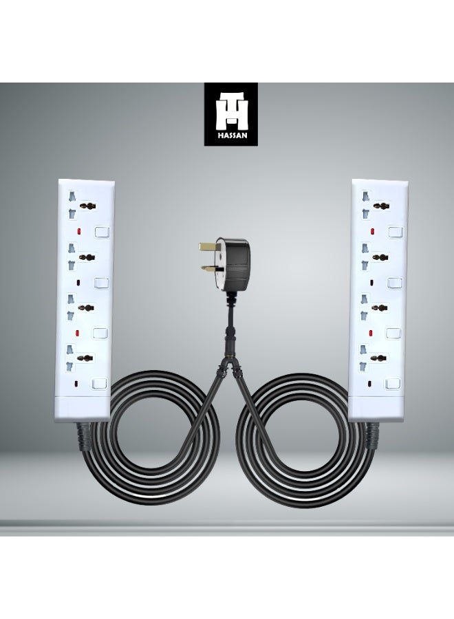 Hassan Heavy Duty Extension Cord 13A 3000W Dual Ended Universal Socket Multi Plug Power Strip 2.5mm Cable - Image 2